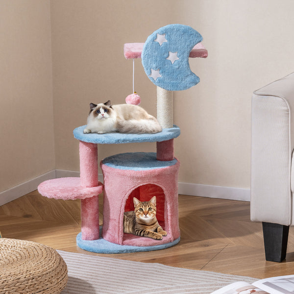 85 CM Cute Aesthetic Cat Tree with Sisal Scratching Post and Condo