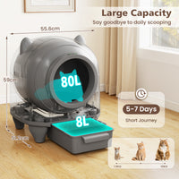 Self-Cleaning Cat Litter Box with Safety Sensors and App Contro