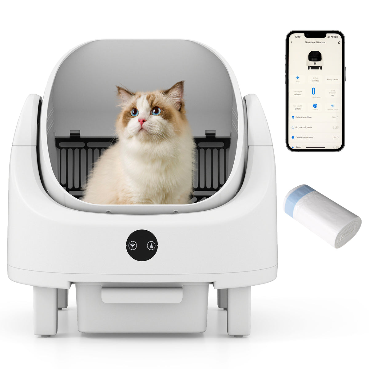 Self-Cleaning Open-Top Cat Litter Box with Odor-Free and Low-Noise