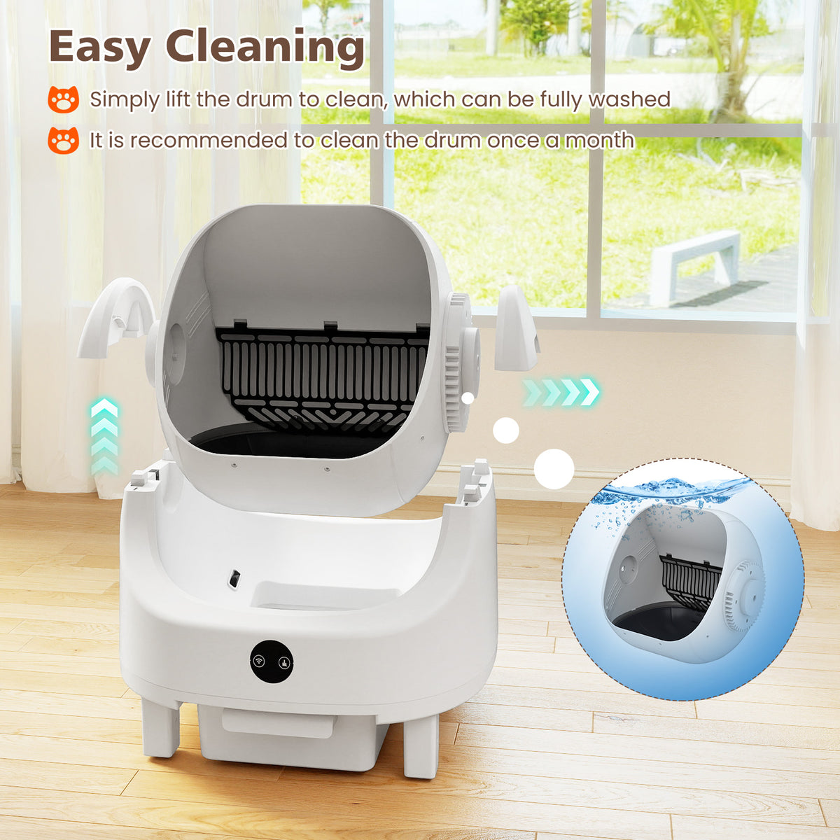 Self-Cleaning Open-Top Cat Litter Box with Odor-Free and Low-Noise