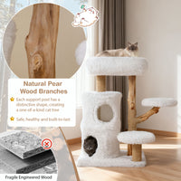 93 CM Cat Tower with Real Wood Branches and Scratching Posts for Indoor Cats