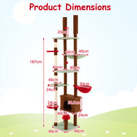 Floor to Ceiling Cat Tree, 238-260 CM Height Mushroom Cat Tower