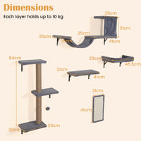 5-in-1 Cat Climbing Wall with Cat Tree & Cat House with Bridge