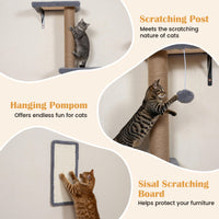 5-in-1 Cat Climbing Wall with Cat Tree & Cat House with Bridge