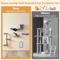 5-in-1 Cat Climbing Wall with Cat Tree & Cat House with Bridge