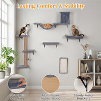 5-in-1 Cat Climbing Wall with Cat Tree & Cat House with Bridge