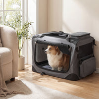 61/72/84/91cm Collapsible Soft Dog Crate with Mesh Windows for Small/Medium/Large Dogs and Cats