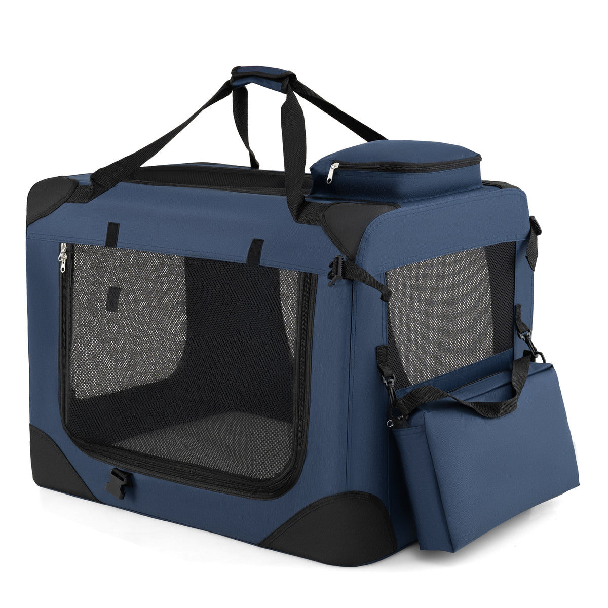 61/72/84/91cm Collapsible Soft Dog Crate with Mesh Windows for Small/Medium/Large Dogs and Cats