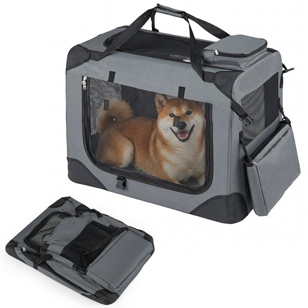 61/72/84/91cm Collapsible Soft Dog Crate with Mesh Windows for Small/Medium/Large Dogs and Cats