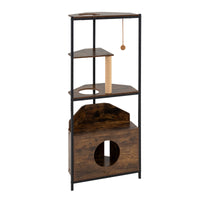 Corner Cat Tree with Scratching Post and Playing Ball Through-hole Design for Indoor