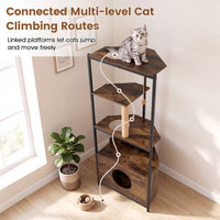 Corner Cat Tree with Scratching Post and Playing Ball Through-hole Design for Indoor