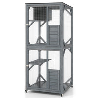182 CM Large Wooden Cat Enclosure on Wheels with Resting Box