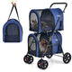 4-in-1 Double Layer Pet Stroller, Foldable Cat Dog Stroller on Wheels
