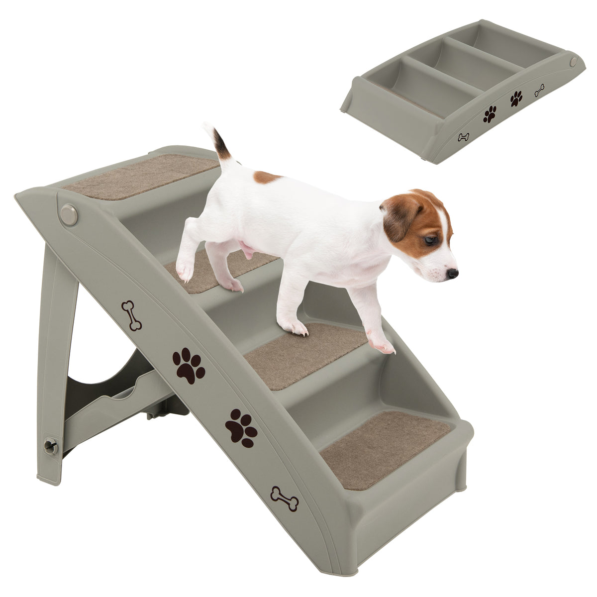 4 Steps Folding Dog Ramp Stairs, Portable Pet Climbing Ladder