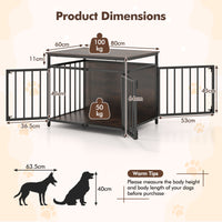 Furniture Style Dog Crate, Chew-Resistant Dog Cage with Three Doors & Hollow Top