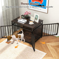 Furniture Style Dog Crate, Chew-Resistant Dog Cage with Three Doors & Hollow Top