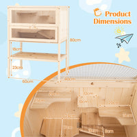80 cm Freestanding Hamster Cage, Wooden Hamster Habitat Playpen