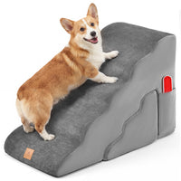 Foam Pet Stairs Set w/5-Tier & 3-Tier Dog Ramps, Non-Slip & Gentle-Slope Wide Dog Steps