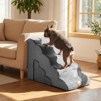 Foam Pet Stairs Set w/5-Tier & 3-Tier Dog Ramps, Non-Slip & Gentle-Slope Wide Dog Steps
