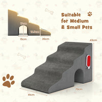 4-Tier High Density Foam Dog Ramps, Extra Wide Pet Stairs with Non-slip Bottom for High Beds & Couches