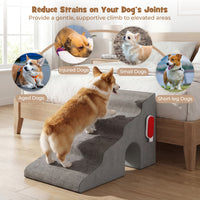4-Tier High Density Foam Dog Ramps, Extra Wide Pet Stairs with Non-slip Bottom for High Beds & Couches