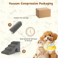 4-Tier High Density Foam Dog Ramps, Extra Wide Pet Stairs with Non-slip Bottom for High Beds & Couches