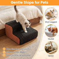 2-tier Foam Dog Ramp with Non-Slip Bottom and Washable Cover for Sofa