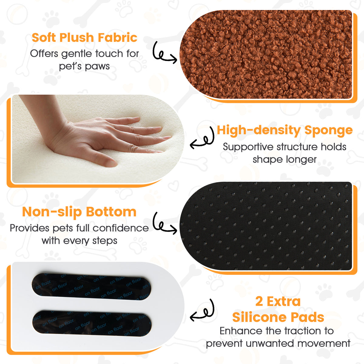 2-tier Foam Dog Ramp with Non-Slip Bottom and Washable Cover for Sofa