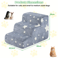 3/4-tier Foam Dog Stairs with Non-Slip Bottom and Washable Flannel Cover