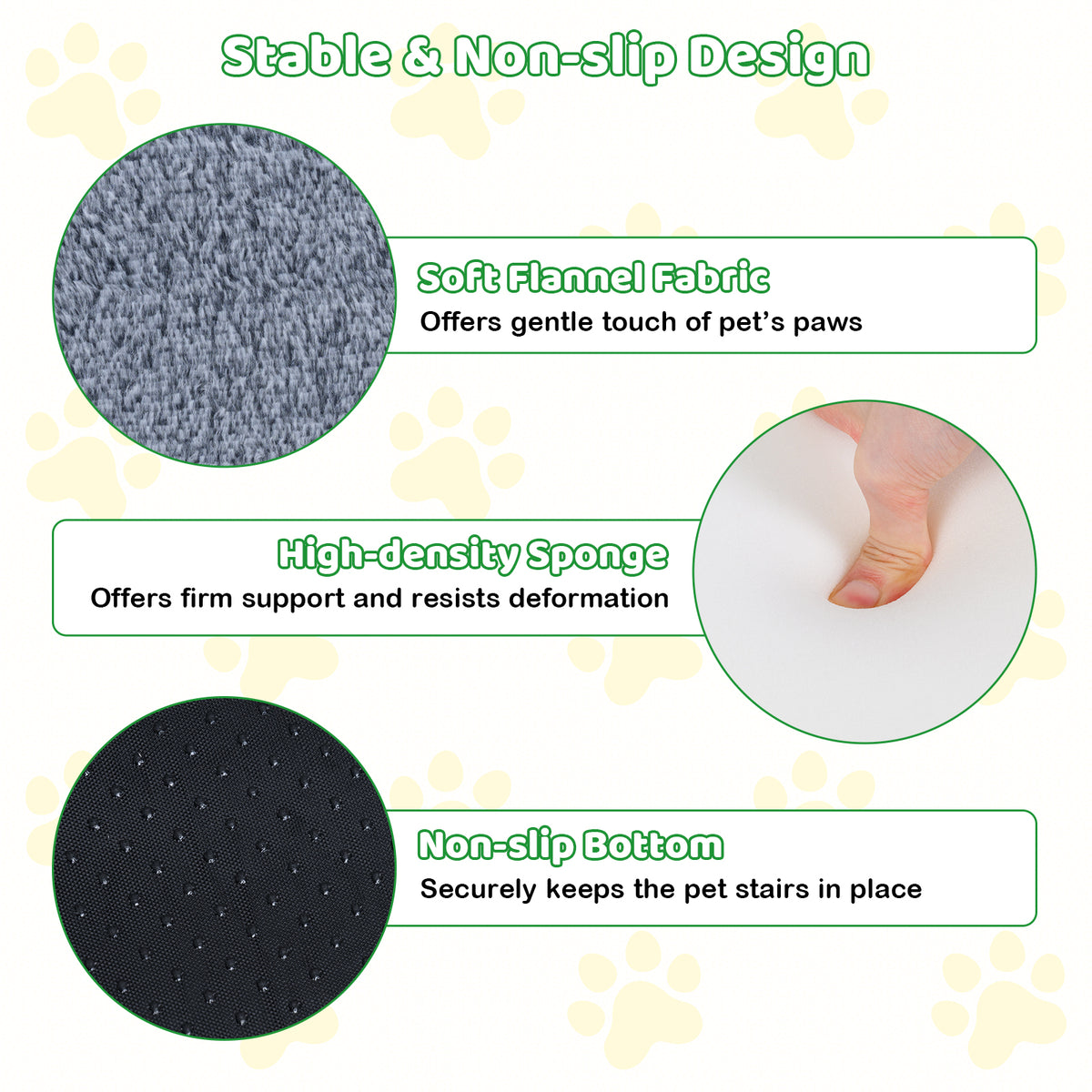 3/4-tier Foam Dog Stairs with Non-Slip Bottom and Washable Flannel Cover