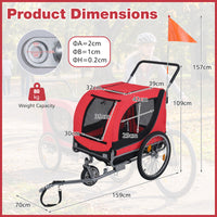 2-in-1 Dog Bike Trailer, Dog Stroller with Universal Bicycle Coupler