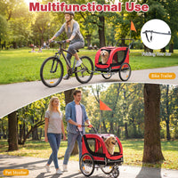 2-in-1 Dog Bike Trailer, Dog Stroller with Universal Bicycle Coupler
