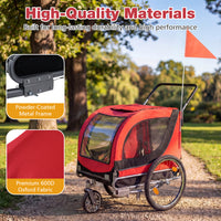 2-in-1 Dog Bike Trailer, Dog Stroller with Universal Bicycle Coupler