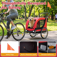 2-in-1 Dog Bike Trailer, Dog Stroller with Universal Bicycle Coupler