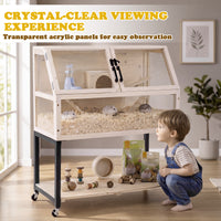 2-Tier Wooden Hamster Cage with Acrylic Windows