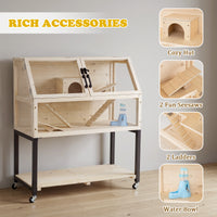 2-Tier Wooden Hamster Cage with Acrylic Windows