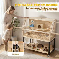 2-Tier Wooden Hamster Cage with Acrylic Windows