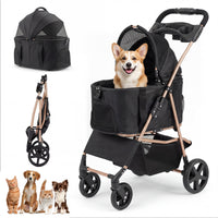 3-in-1 Pet Stroller for Dogs with Detachable Carrier and Cup Holder