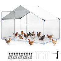 Large Metal Chicken Coop 300 x 203 x 202 CM Walk-in Chicken Run