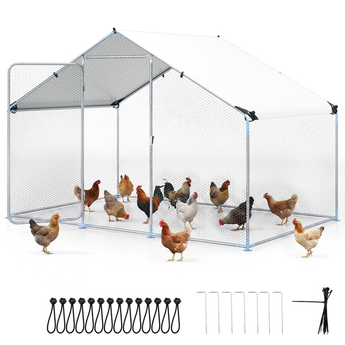 Large Metal Chicken Coop 300 x 203 x 202 CM Walk-in Chicken Run
