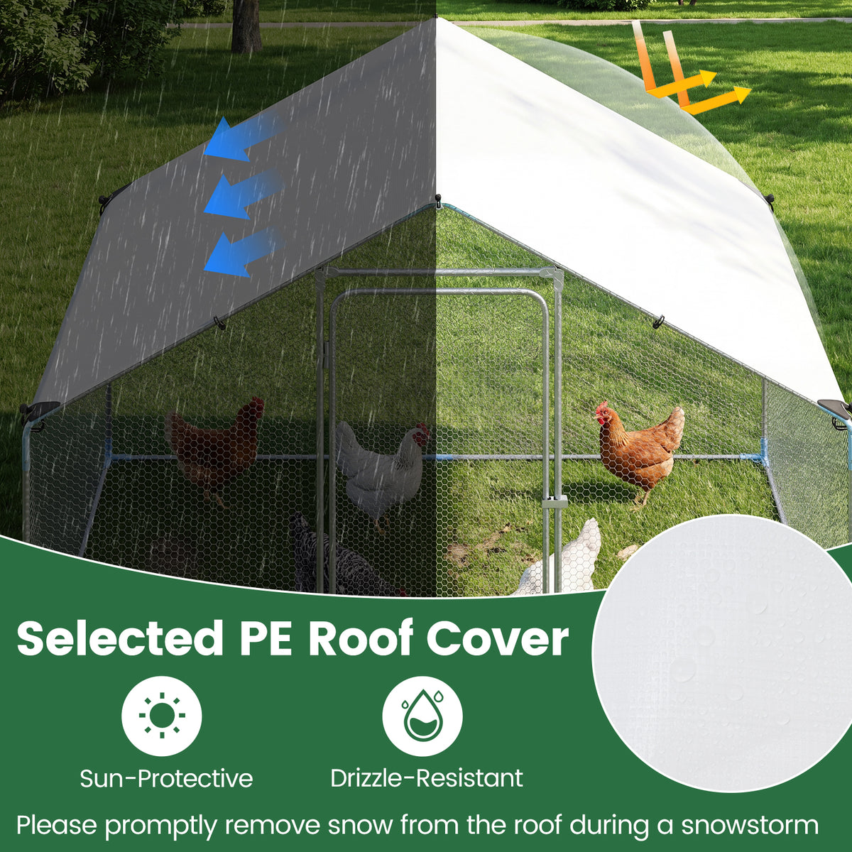 Large Metal Chicken Coop 300 x 203 x 202 CM Walk-in Chicken Run