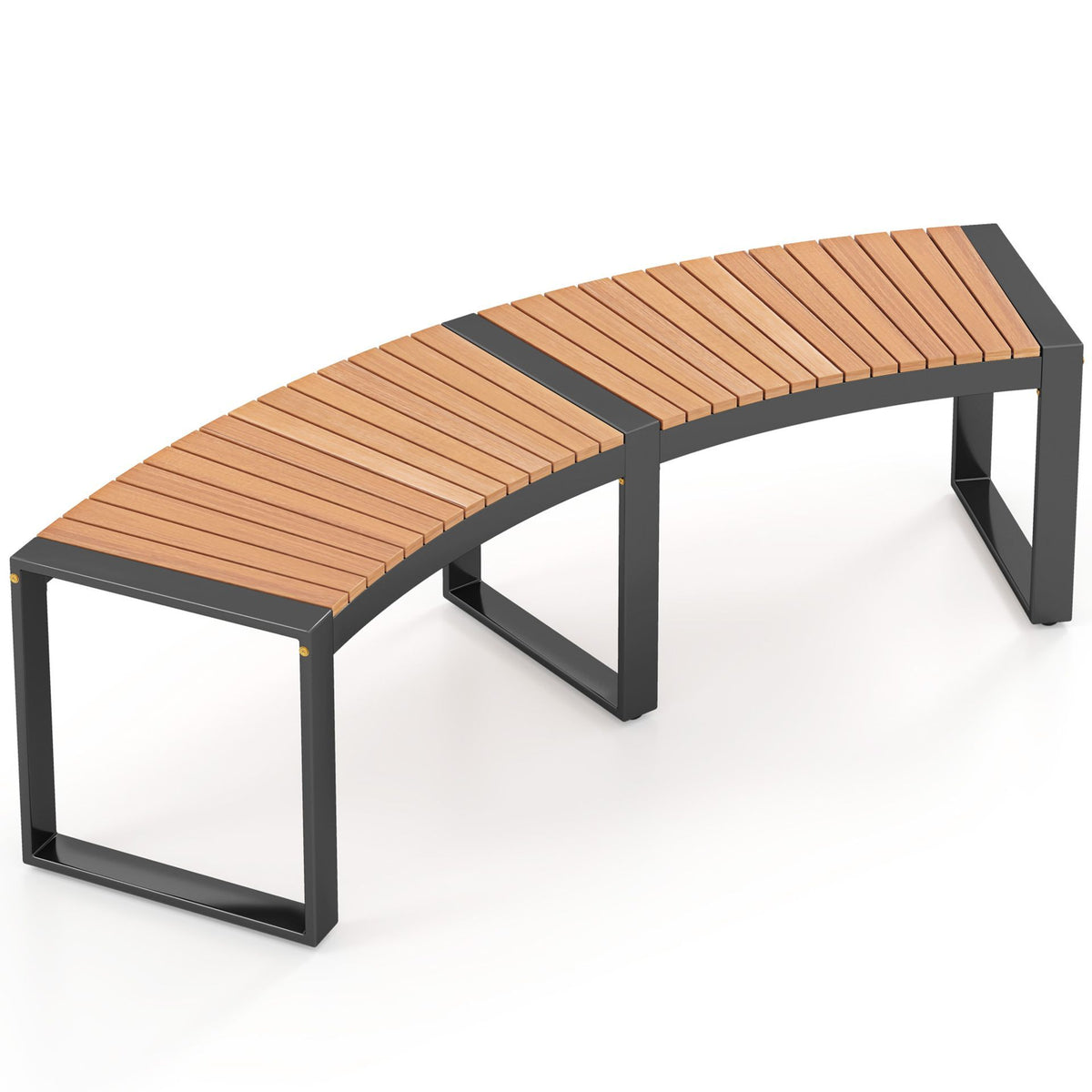 Patio Curved Bench Set of 1/2 Acacia Wood Fire Pit Bench with Slatted Seat