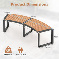 Patio Curved Bench Set of 1/2 Acacia Wood Fire Pit Bench with Slatted Seat