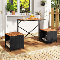 Patio Furniture Set with Raised Garden Bed Acacia Wood Outdoor Conversation Set