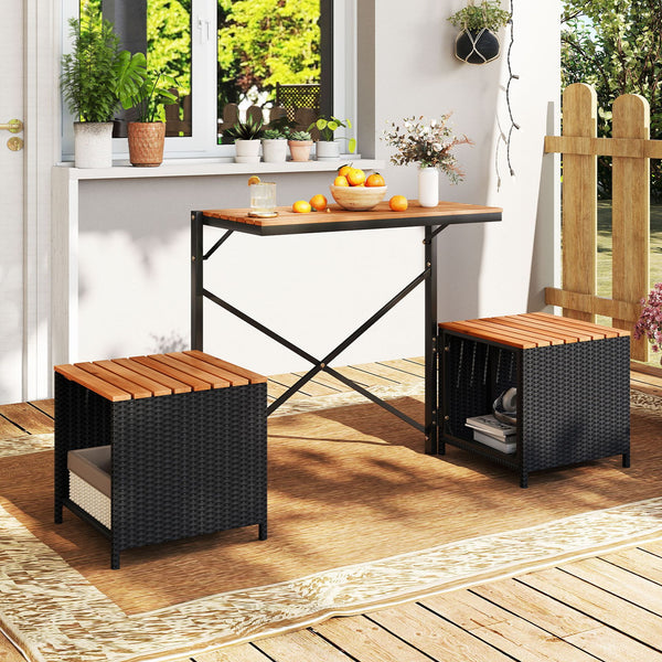 Patio Furniture Set with Raised Garden Bed Acacia Wood Outdoor Conversation Set