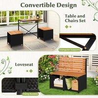 Patio Furniture Set with Raised Garden Bed Acacia Wood Outdoor Conversation Set