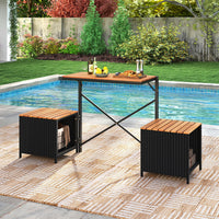 Patio Furniture Set with Raised Garden Bed Acacia Wood Outdoor Conversation Set