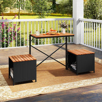 Patio Furniture Set with Raised Garden Bed Acacia Wood Outdoor Conversation Set