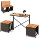 Patio Furniture Set with Raised Garden Bed Acacia Wood Outdoor Conversation Set