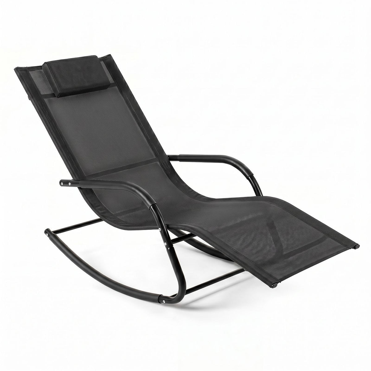 Patio Lounge Chair with Detachable Headrest and Curved Armrests for Garden